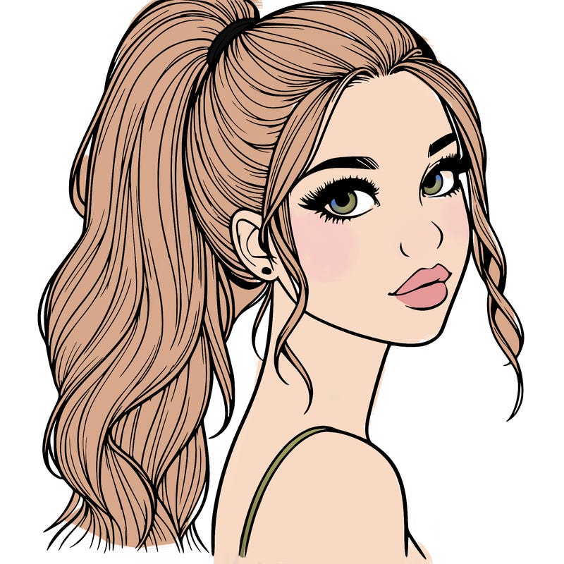 realistic pretty girl with high pony tail