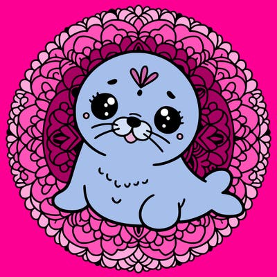 a cute baby seal mandala