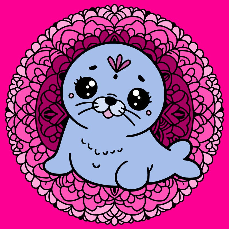 a cute baby seal mandala