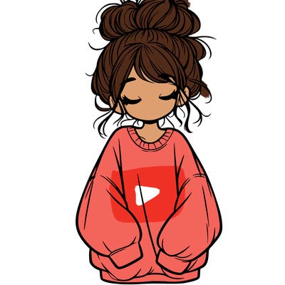 girl with baggy sweatshirt and messy bun