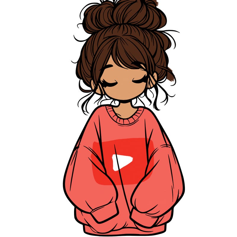 girl with baggy sweatshirt and messy bun