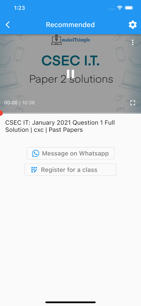 LearnIT by makeITsimpleTT - CSEC IT Paper 2 video solution tutorial in the LearnIT app interface
