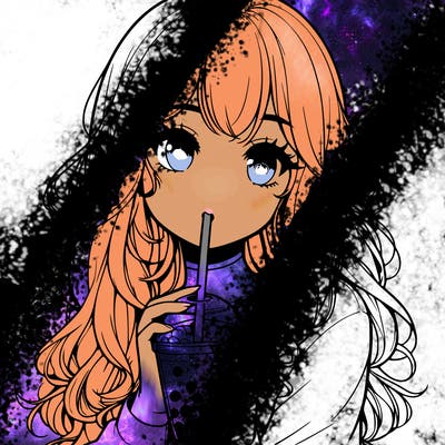 realistic girl drink a boba