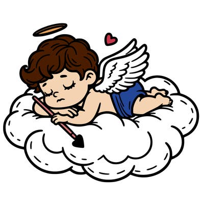 cupid asleep on a cloud