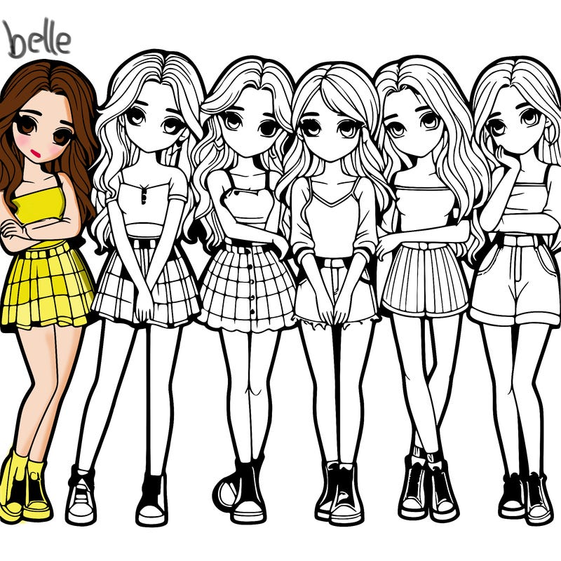 a group of girls realistic