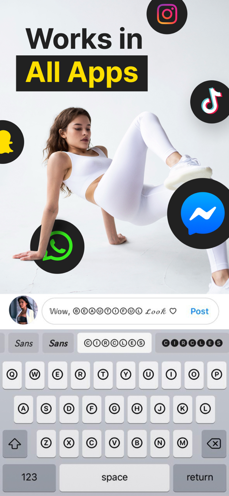 Teclado de fontes personalizadas para iPhone compatível com Instagram, TikTok e WhatsApp.