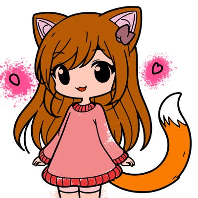 girl with cat ears and tail