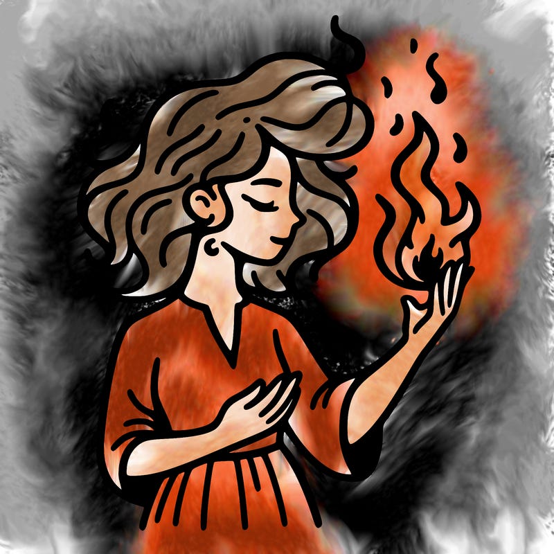 woman with fire