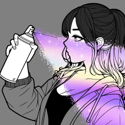 a realistic girl spray, painting