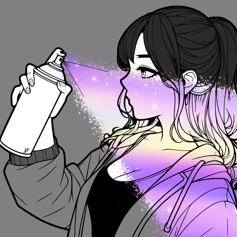 a realistic girl spray, painting