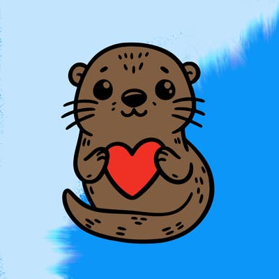 otter with a heart