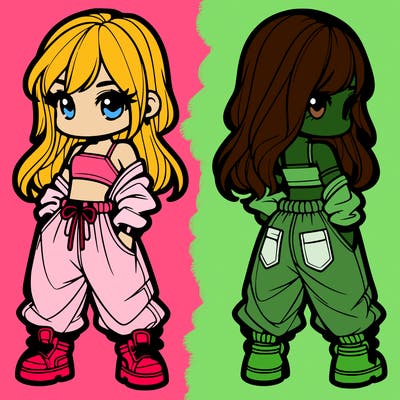 girl in crop top and baggy pants