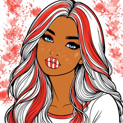 realistic girl with hair on her hair and lips