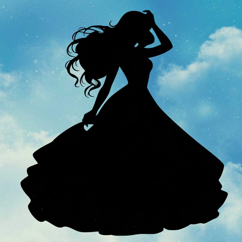 realistic woman with dress flowing in the wind