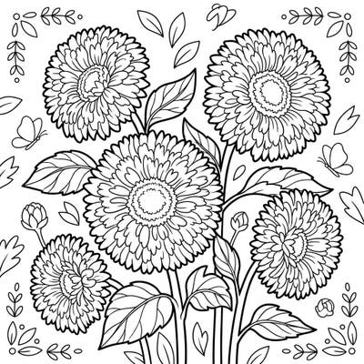 Delight your child with this beautiful coloring page featuring a bouquet of fluffy Teddy Bear sunflowers. With clear lines and engaging details, it's perfect for young artists to explore their creativity.