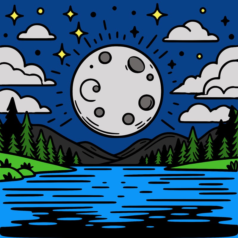 moonlight shining on a lake