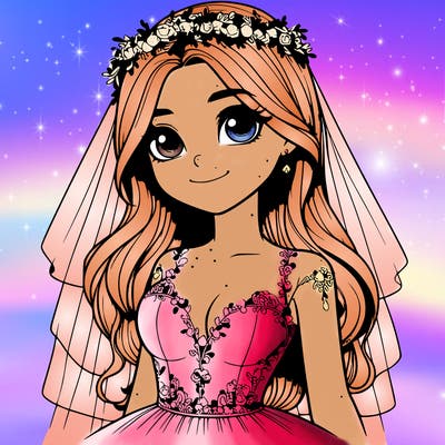 realistic girl in a wedding dress