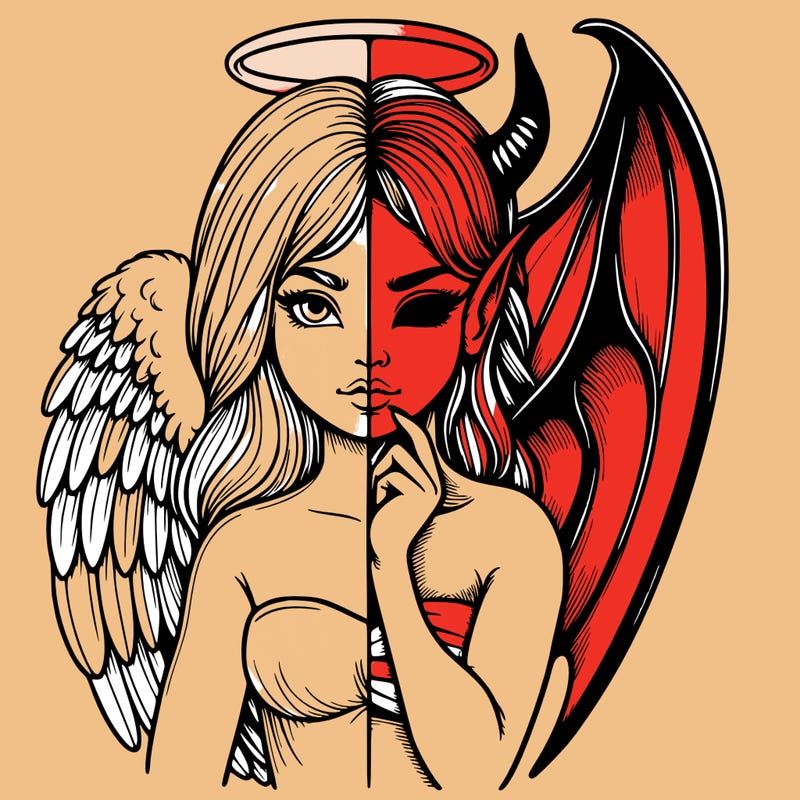 realistic angel half demon