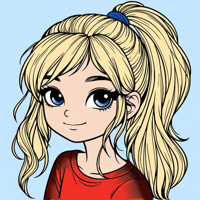 realistic girl with ponytail