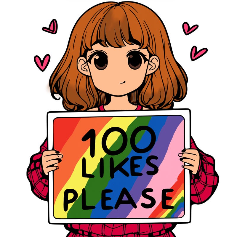 a girl holding a sign saying 100 likes please
