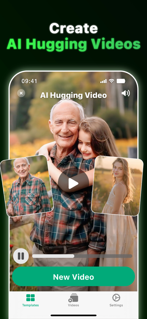 VidAI - AI Hug Video Maker - VidAI app interface for creating AI hugging videos from photos