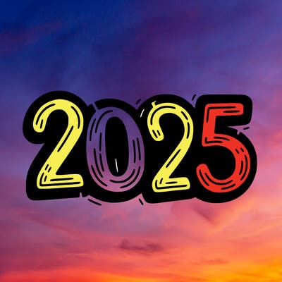 one line scrawled numbers sketch design “2025”