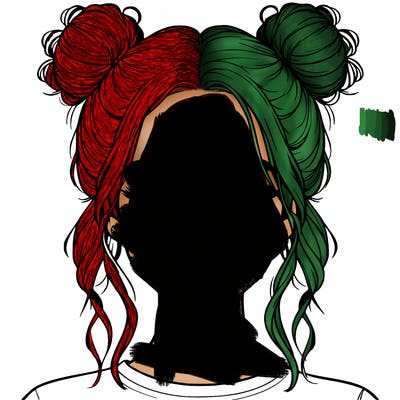 realistic girl with two buns in hair and lips