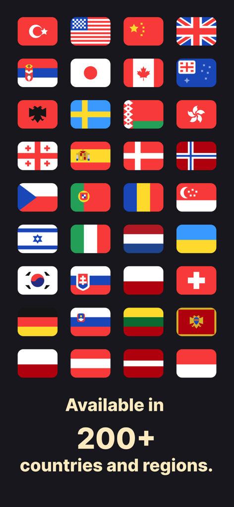 eSIM io: Global SIM Card - Griglia di bandiere internazionali che rappresentano la copertura eSIM io in oltre 200 paesi e regioni.