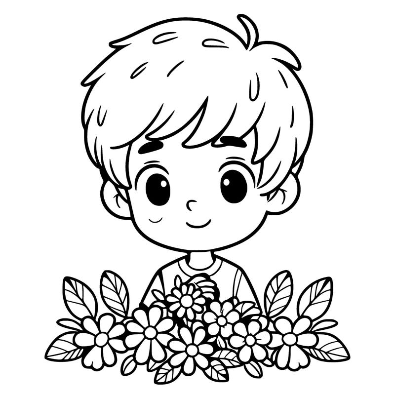 boy with flowers