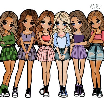 a group of girls realistic
