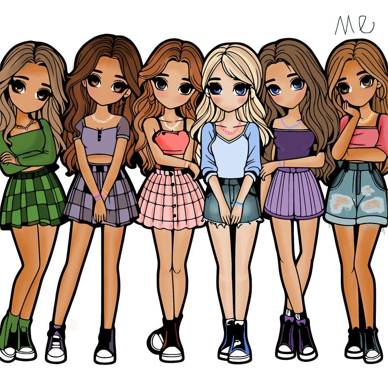 a group of girls realistic