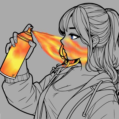 a realistic girl spray, painting