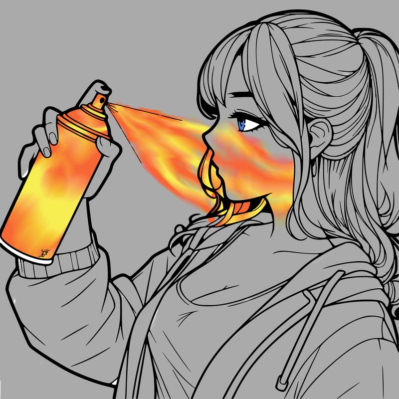 a realistic girl spray, painting