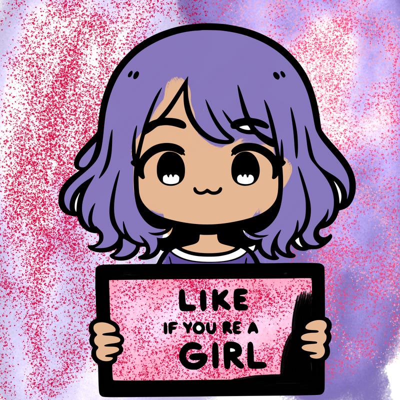 a cute girl holding a sign that says like if you’re a girl