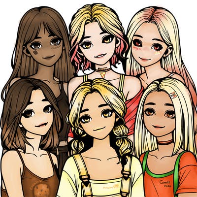 a group of girls realistic