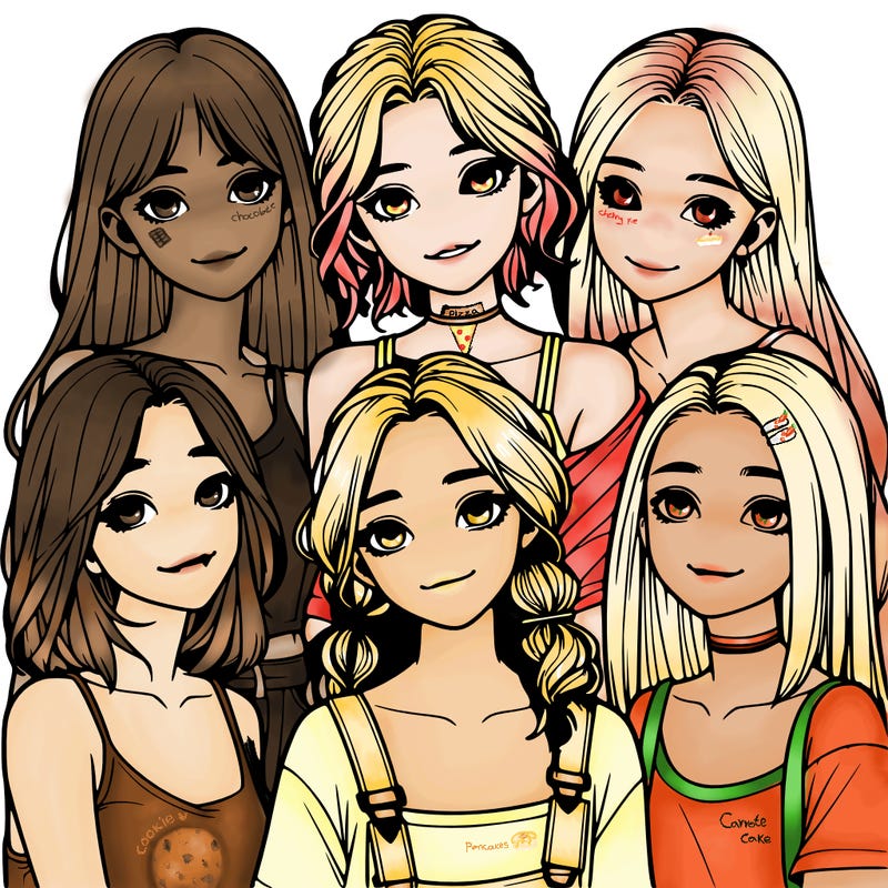 a group of girls realistic