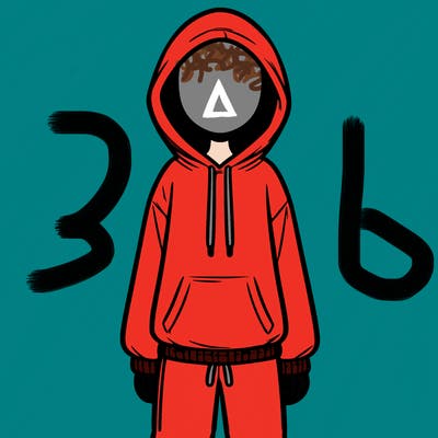 faceless girl in a tracksuit with a hood on and no hair