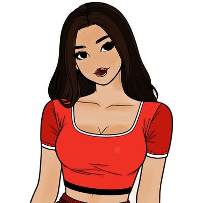 realistic girl with crop top