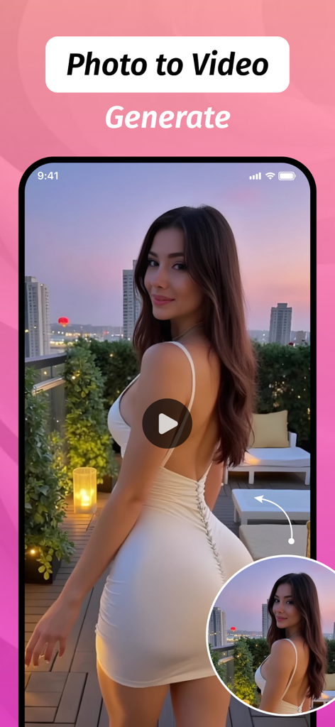 AI Twerk Video:Pic to Twerkify - Interface of an AI app converting a still photo of a woman into a dance video