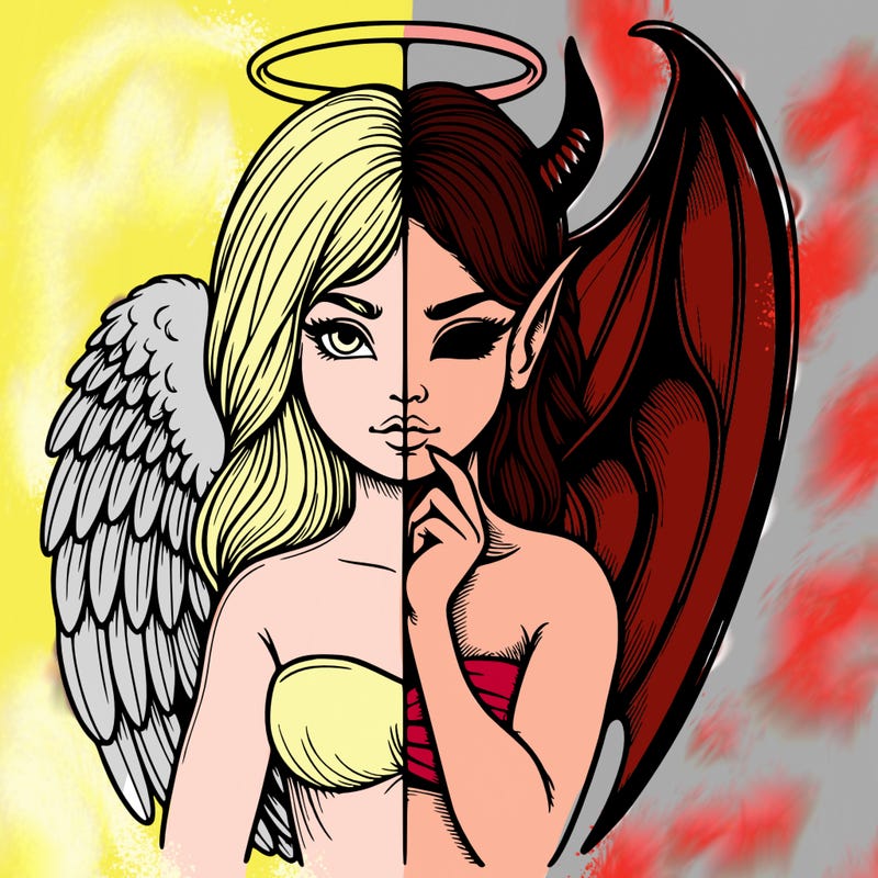 realistic angel half demon