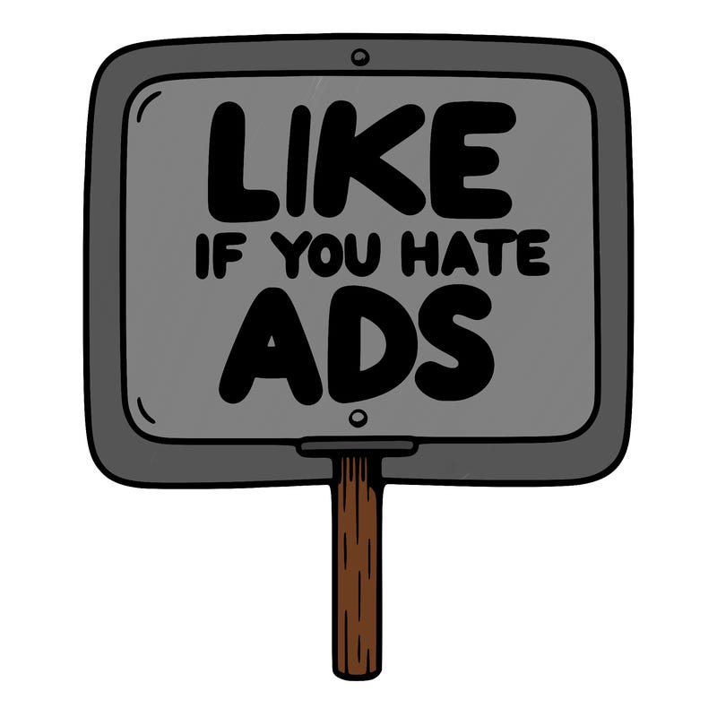 a sign that says like if you hate ads