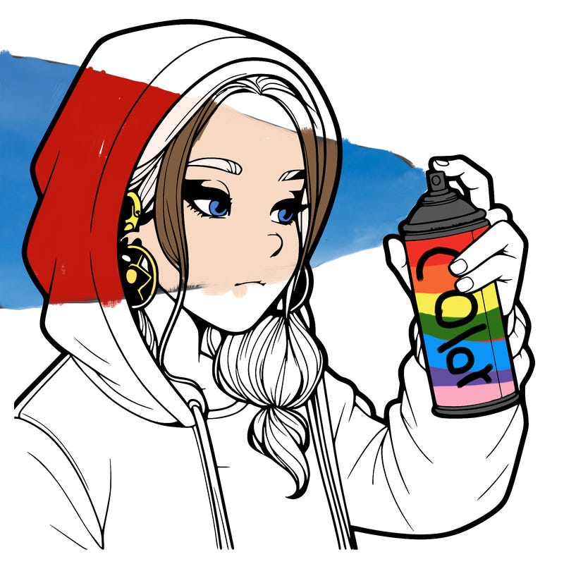 a realistic girl, spray painting