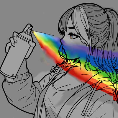 a realistic girl spray, painting