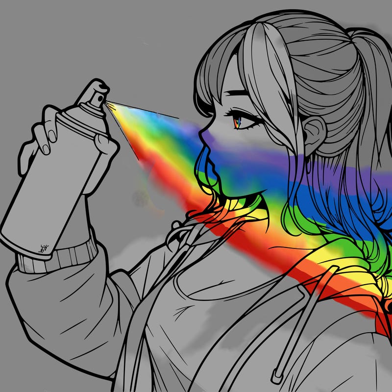 a realistic girl spray, painting