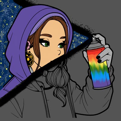 a realistic girl, spray painting