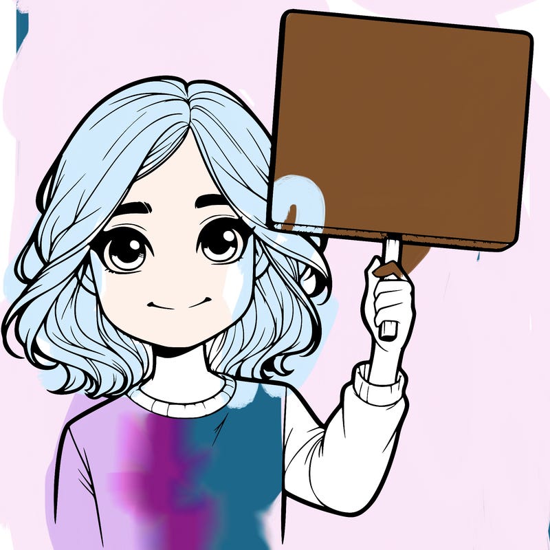 realistic girl holding up a sign