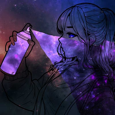 a realistic girl spray, painting