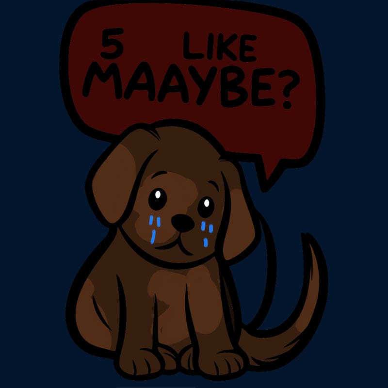a puppy that says 5 like maybe