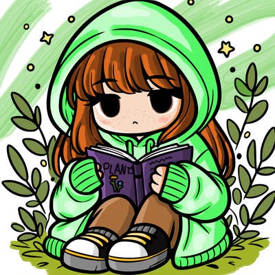 girl in oversized hoodie reading a book