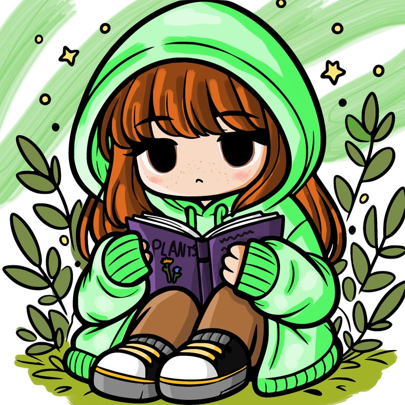 girl in oversized hoodie reading a book